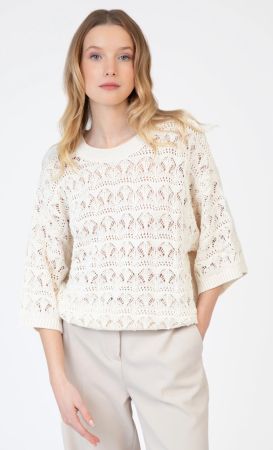 An`ge Strickpullover creme-beige M/L Levenusia halblang